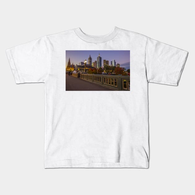 Melbourne from Princess Bridge, Victoria, Australia. Kids T-Shirt by VickiWalsh